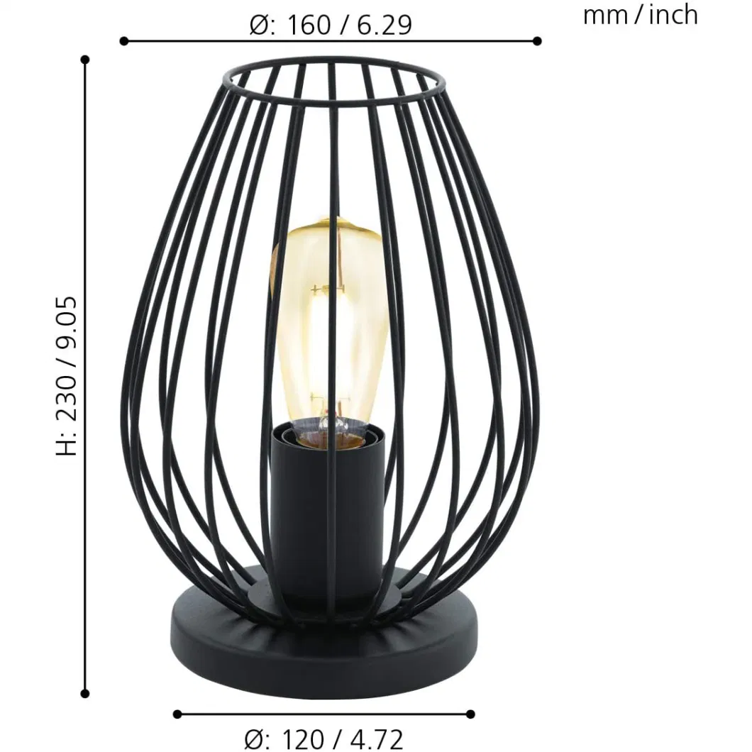 Black Metal Art Design Wrought Iron Craft Cage Table Lamp