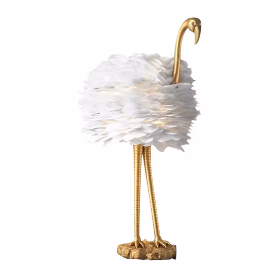 Lampada da tavolo Flamingo Lampada da scrivania creativa con paralume in piuma Lampada da terra decorativa a luce LED